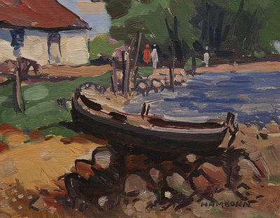 House, River and Men, by Axel Hamborn