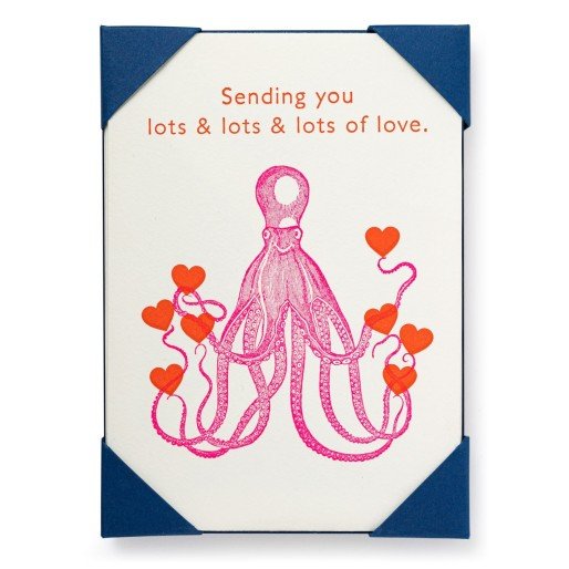 Octopus and Hearts - Pack of Note Cards